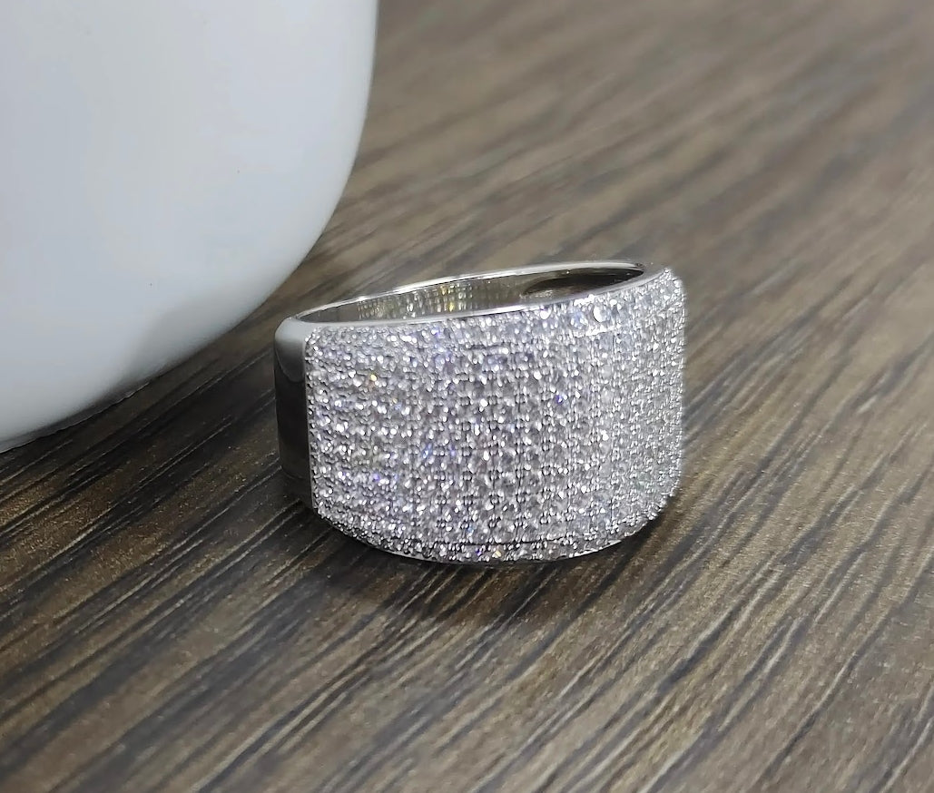Commanding 7.75ct White Sapphire Pavé Men's Ring