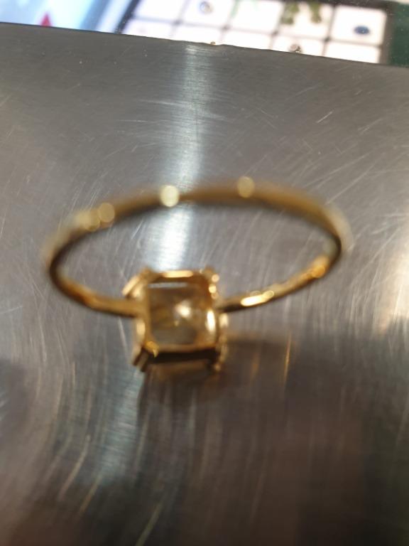 3.59 cts Square Natural Unheated yellow sapphire-Dainty-18k Yellow Gold Ring