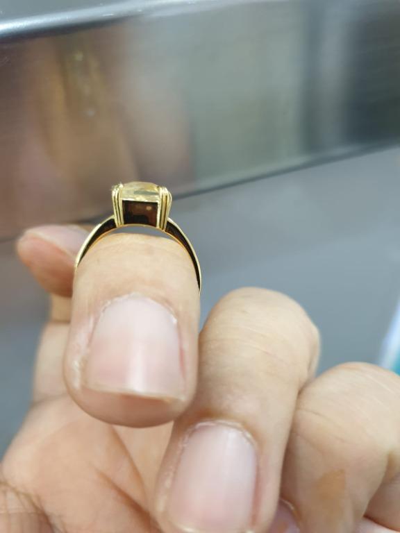 3.59 cts Square Natural Unheated yellow sapphire-Dainty-18k Yellow Gold Ring
