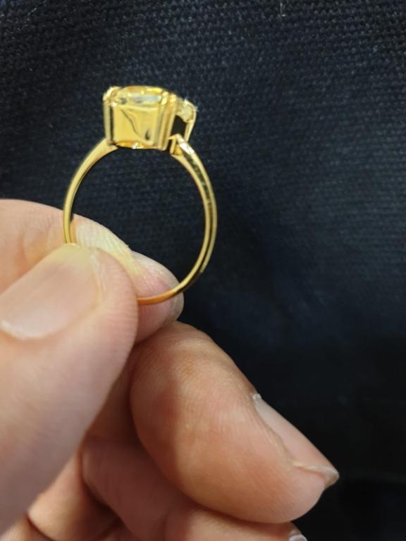 3.59 cts Square Natural Unheated yellow sapphire-Dainty-18k Yellow Gold Ring