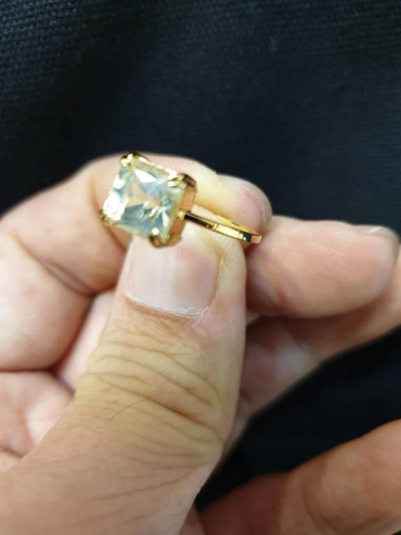 3.59 cts Square Natural Unheated yellow sapphire-Dainty-18k Yellow Gold Ring