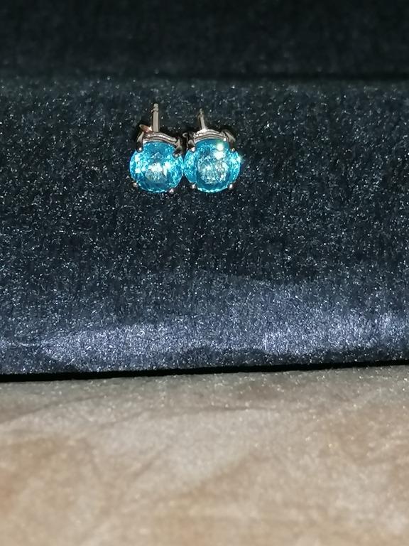 Paraiba Tone Apatite 18k Rose Gold Earrings