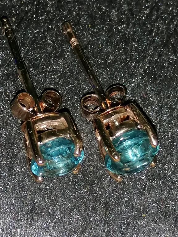 Paraiba Tone Apatite 18k Rose Gold Earrings