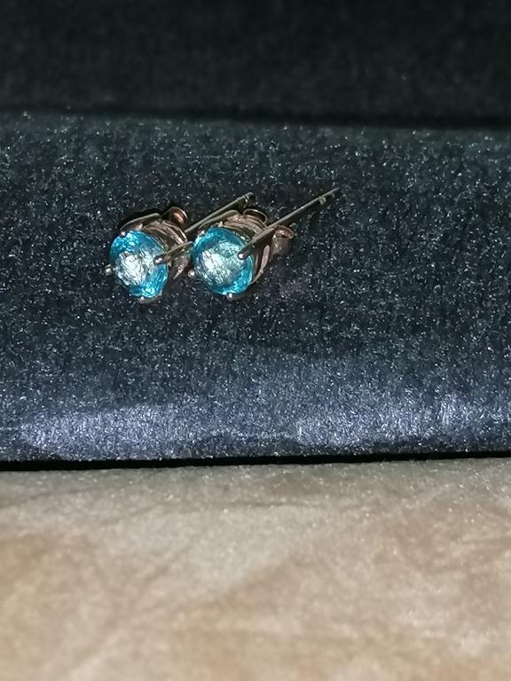 Paraiba Tone Apatite 18k Rose Gold Earrings