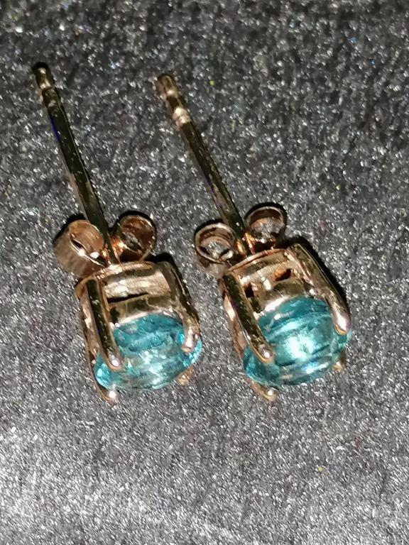 Paraiba Tone Apatite 18k Rose Gold Earrings