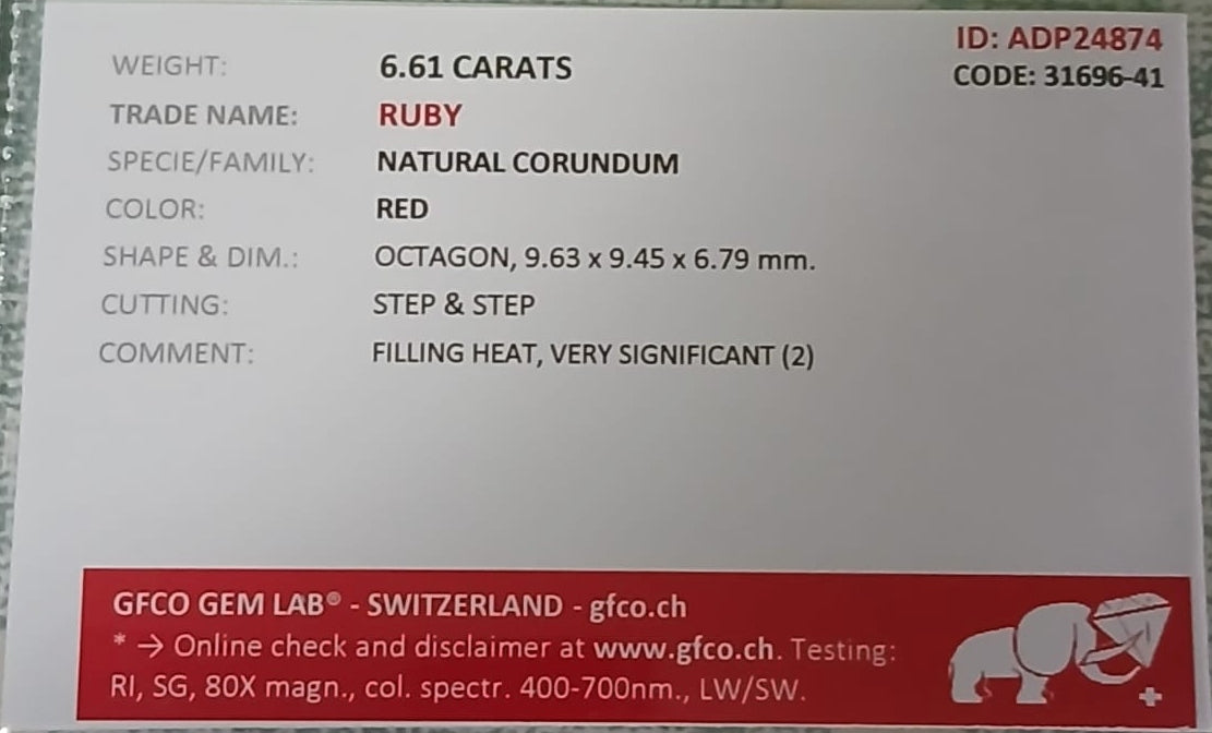 Natural Certified Ruby 6.61cts R3 (24)