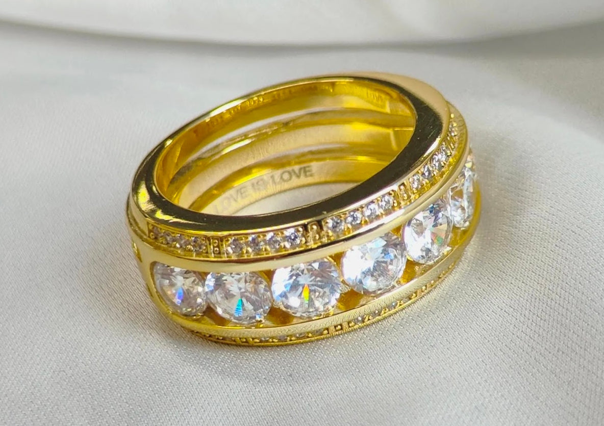 3.5ct Round White Sapphire Eternity Band in Gold Plating
