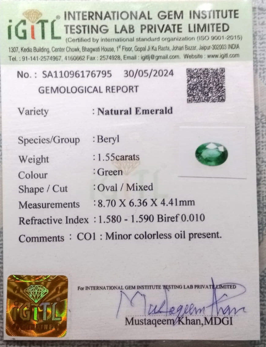 Natural Certified Emerald 1.55cts 11-24-7-EM264