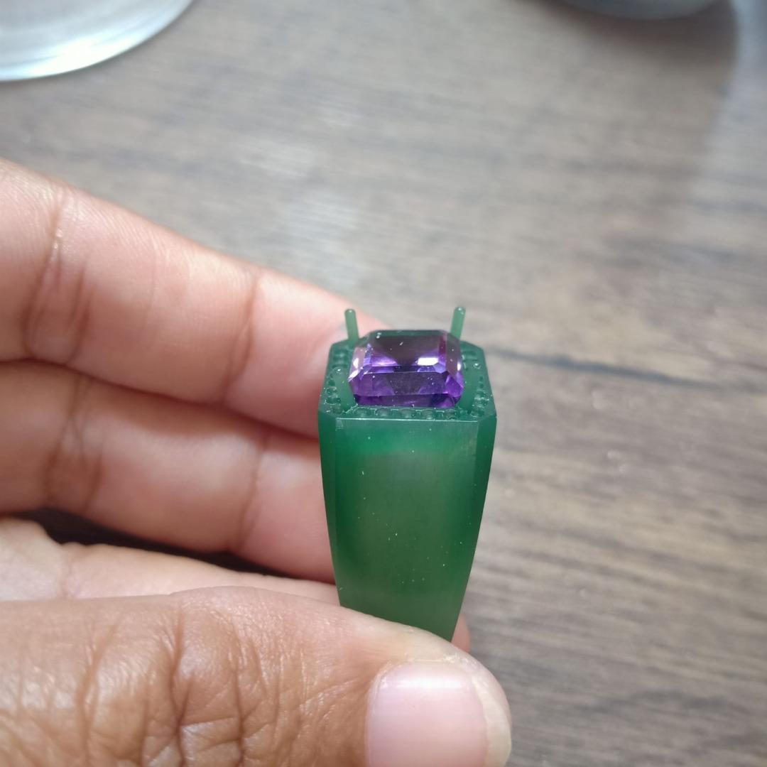 Exquisite Fine Grade Amethyst Ring – US Size 10, Gleaming 925 Rhodium Finish