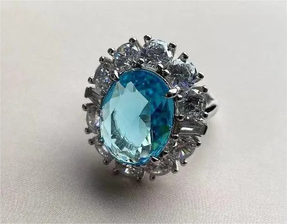 Classic 7ct Oval Blue Sapphire Halo Ring