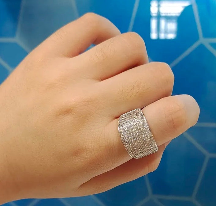 Commanding 7.75ct White Sapphire Pavé Men's Ring