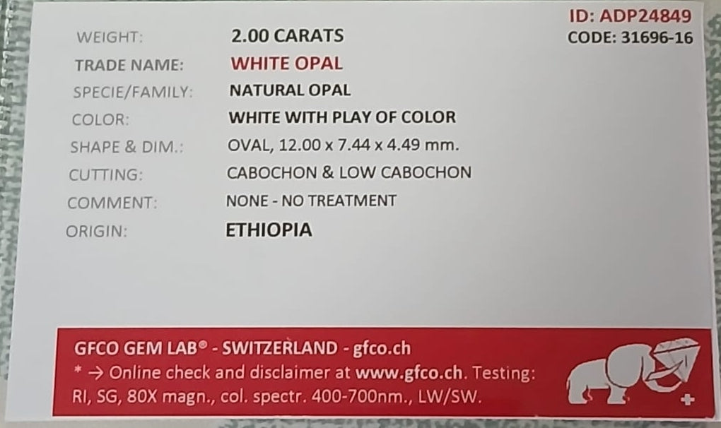 Natural Certified Opal 2.00cts OP35