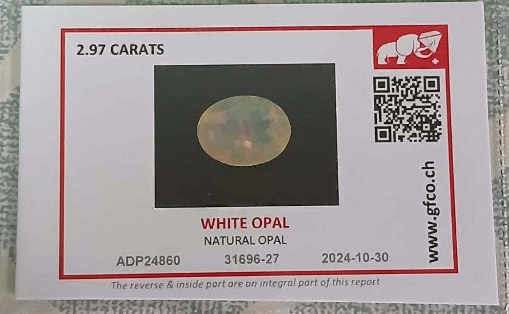 Natural Certified White Opal: Opaline Nebula 2.97cts- WO15 (24)
