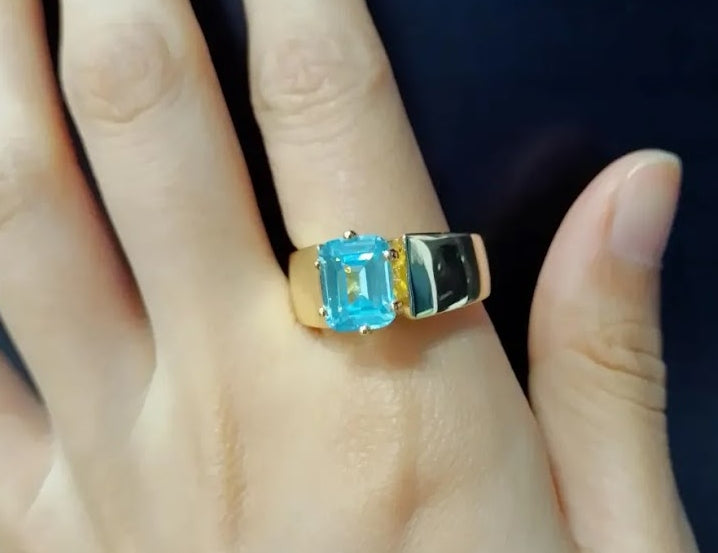 4 Carat Emerald Cut Aquamarine Engagement Ring
