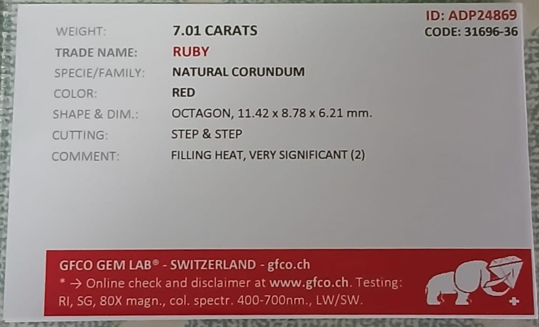 Natural Certified Ruby 7.01cts R11 (24)