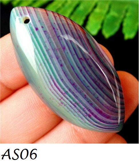 Natural Green & Purple Stripes Onyx Agate Marquise Pendant Bead