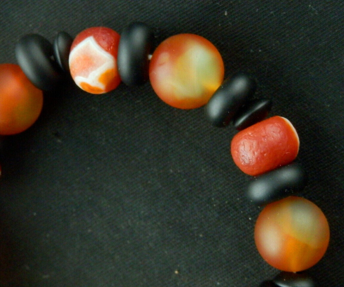 Authentic Natural Tibetan Dzi Beads Bracelet Dzi Stripes Bead DB100