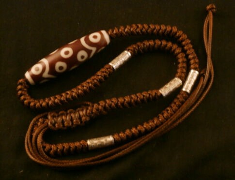 Natural Tibetan Short Necklace Dzi 15Eyed Bead Pendant