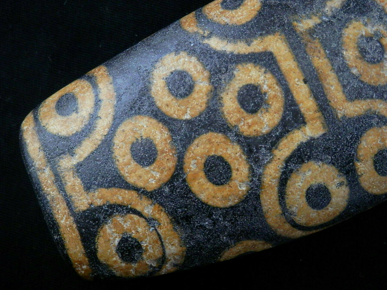 Authentic Rare Natural Large Tibetan Old Dzi 36Eyed Flat Bead (PALM SIZE) DB176