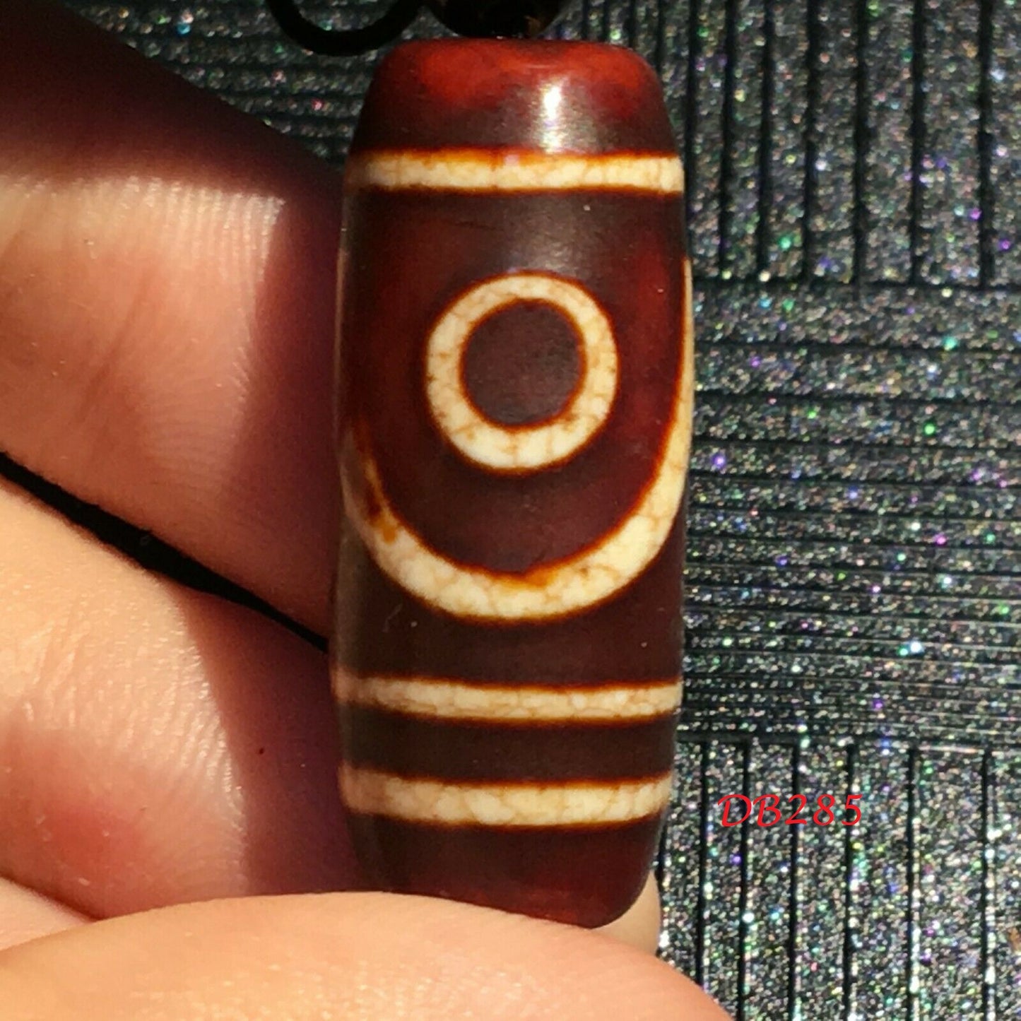 Authentic Natural Tibetan Dzi 2 Eyed Bead DB285