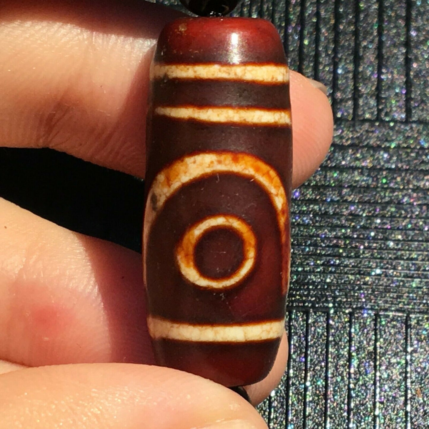 Authentic Natural Tibetan Dzi 2 Eyed Bead DB285