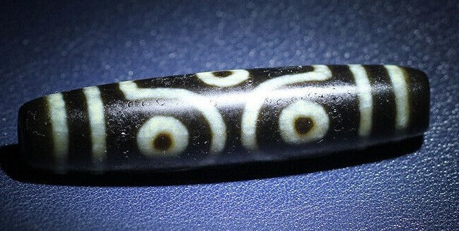 Natural Antique old tibetan 6 eyes longer dzi bead pendant Certificate of Authentication