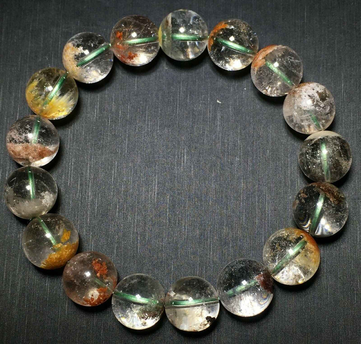 Natural Color phantom Quartz Stretch Crystal Beads Bracelet (12MM)