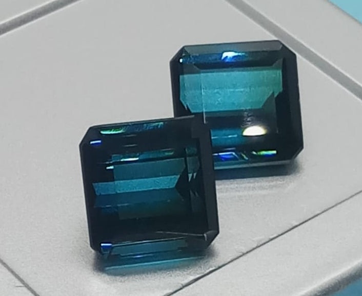Natural Certified Pair Tourmaline: Glowing Blue 7.53 & 8.97cts- NA69 (24)