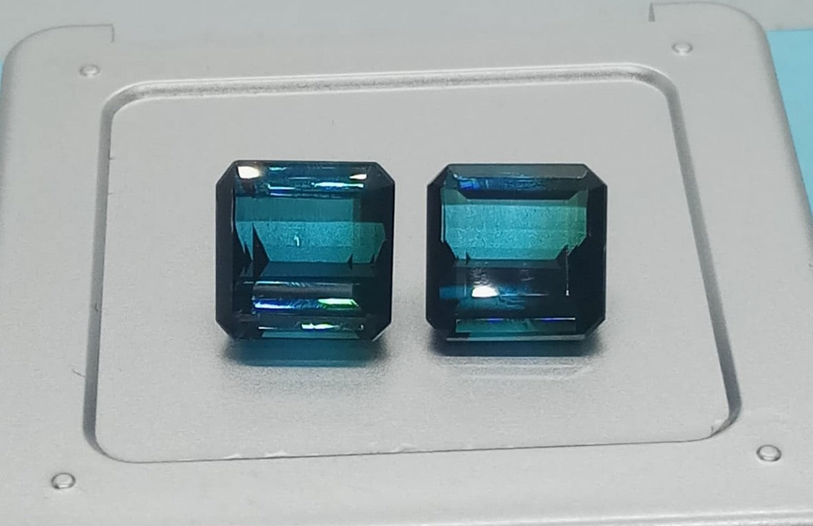 Natural Certified Pair Tourmaline: Glowing Blue 7.53 & 8.97cts- NA69 (24)