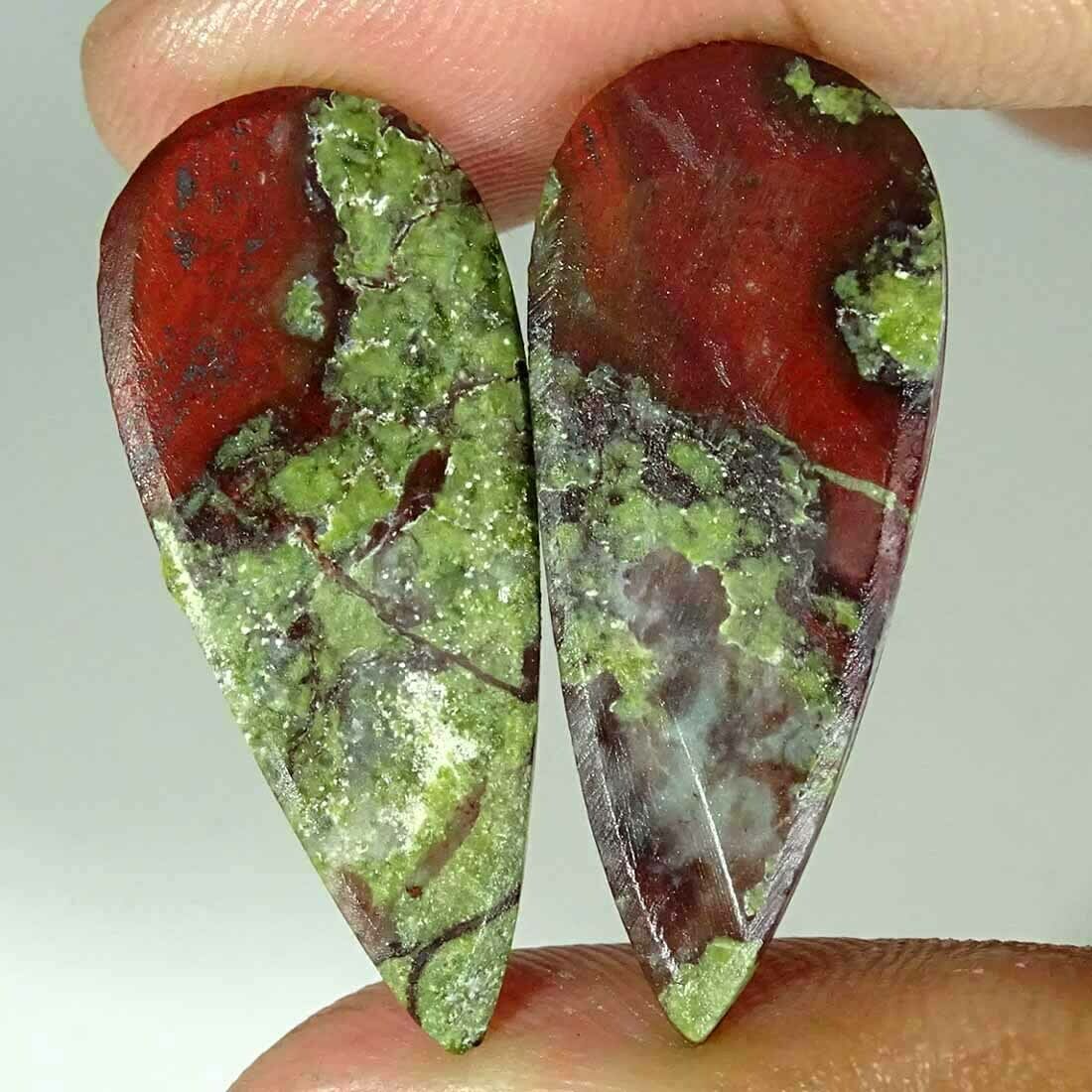 Natural Dragon Blood Jasper Pear Pair Cabochon Loose Gemstone
