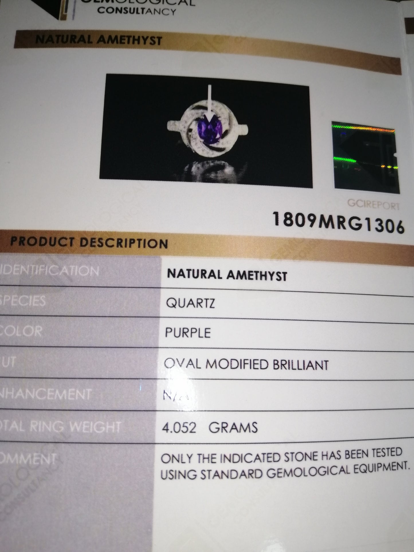 Natural Certified Amethyst (SIZE 6) SR22