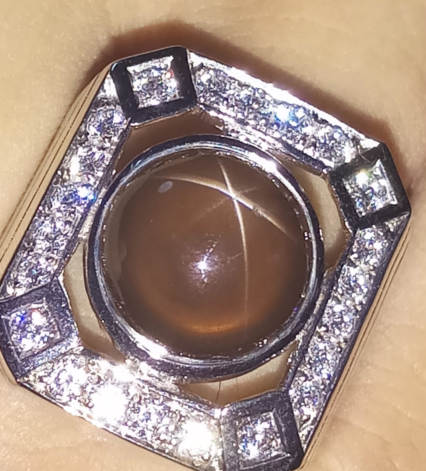 Natural SWISS LAB CERTIFIED RING with Cats Eye Smoky Quartz (SIZE 10) SR72