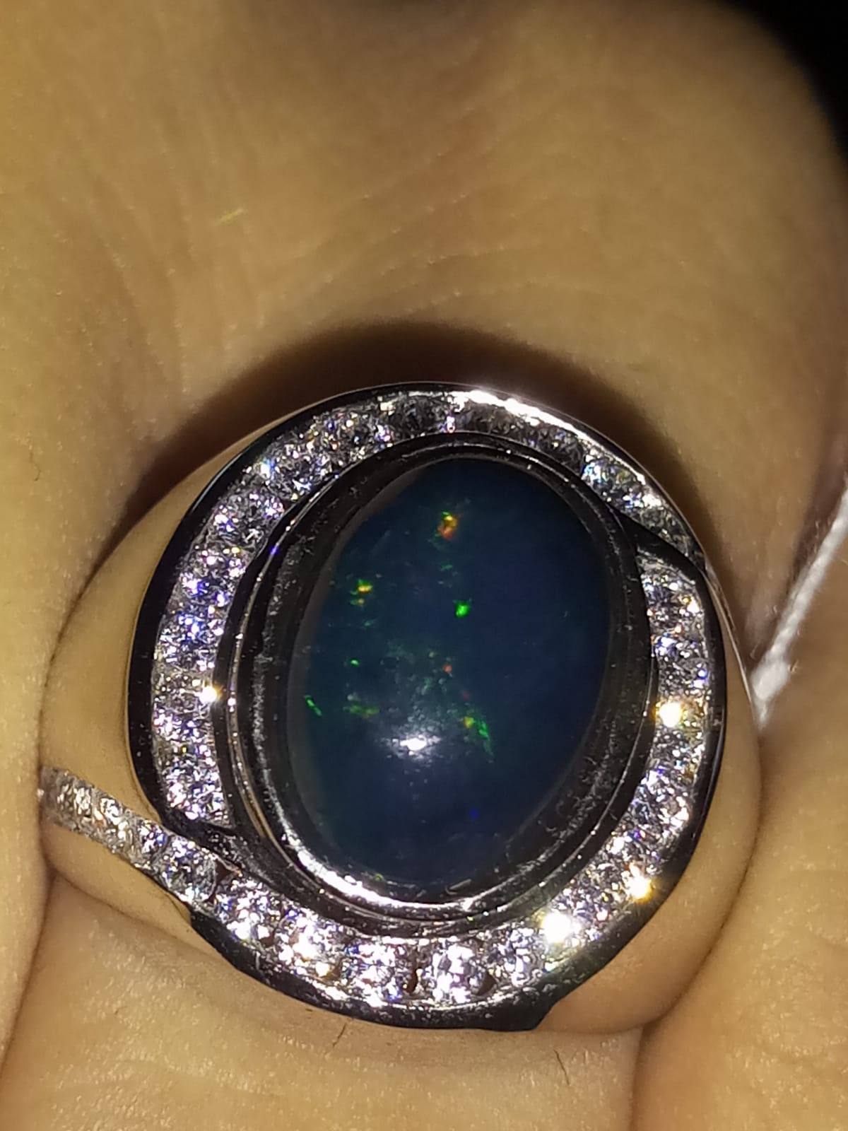 Natural SWISS LAB CERTIFIED RING with Black Opal (SIZE 10) SR83
