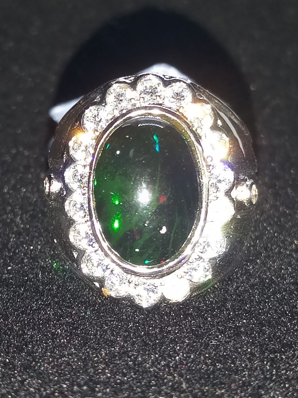 Natural SWISS LAB CERTIFIED RING with Black Opal (SIZE 10) SR84