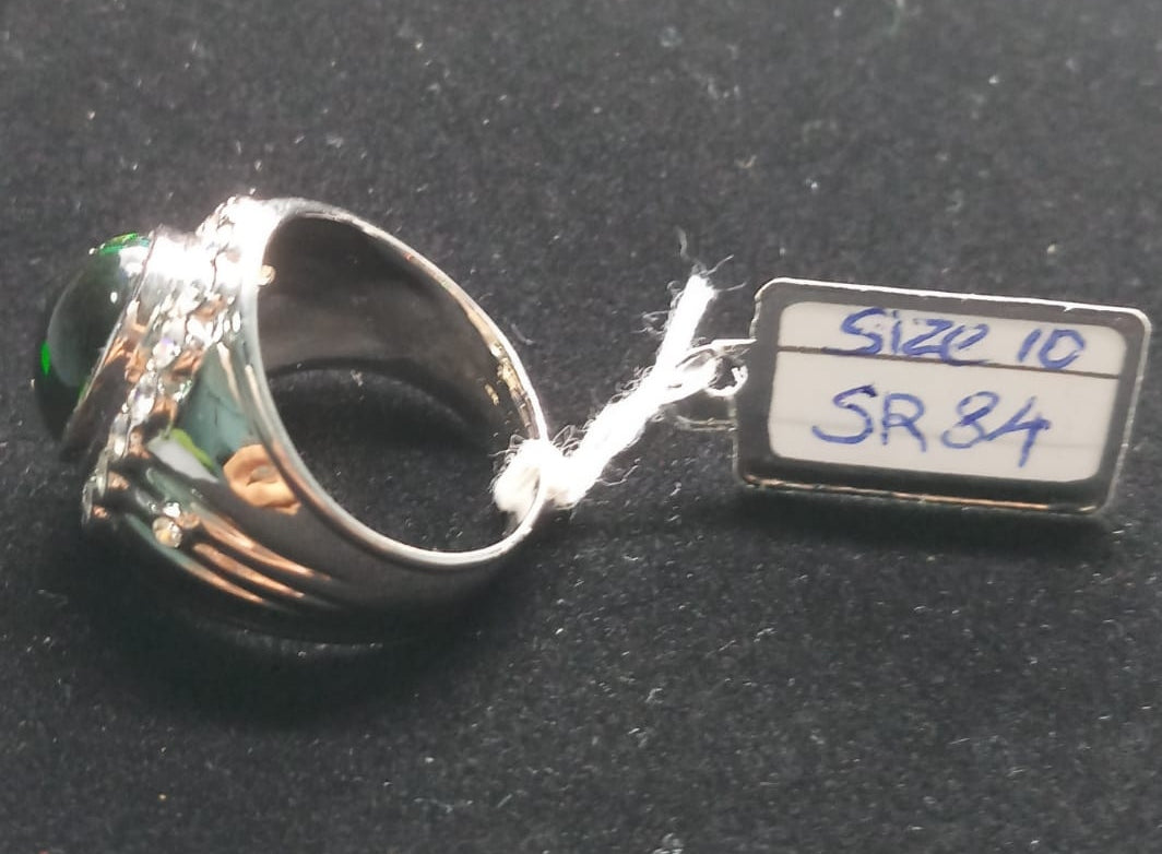 Natural SWISS LAB CERTIFIED RING with Black Opal (SIZE 10) SR84