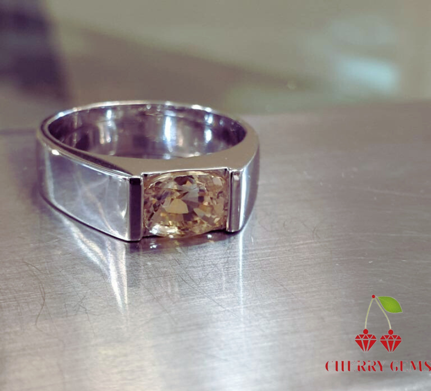 2 Rings Design Merger with Natural Unheated Yellow Sapphire