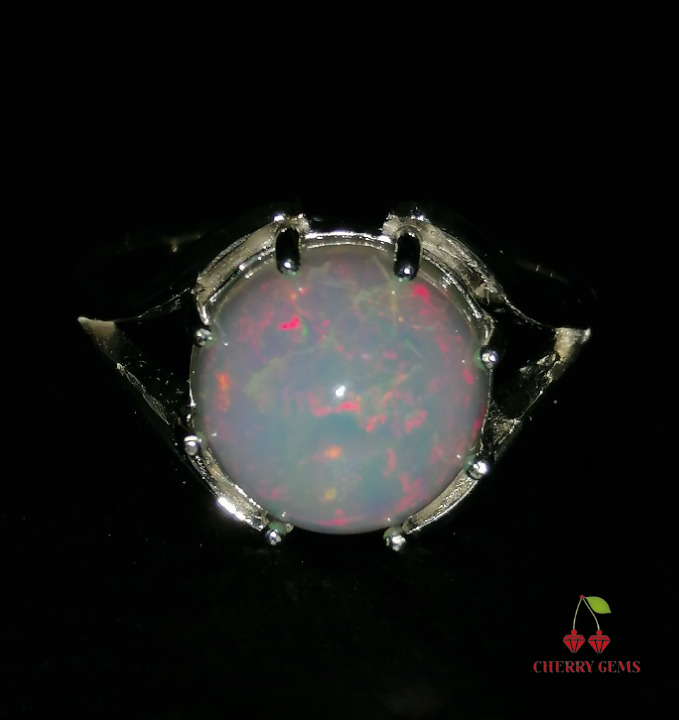 Natural White Opal Ring