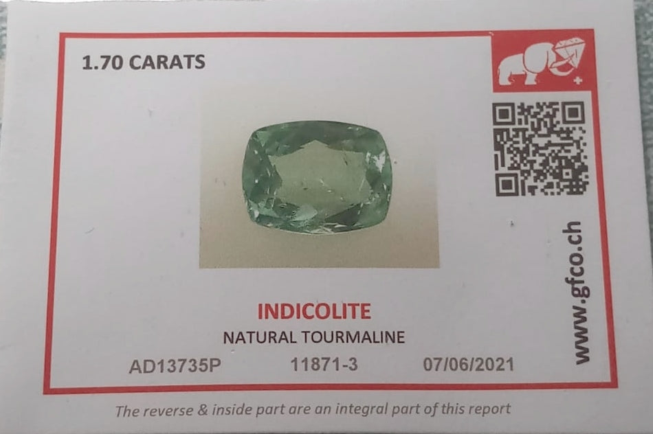 Natural Swiss Lab Certified Certified Tourmaline: Indicolite Tourmaline 1.7cts- T1 (24)