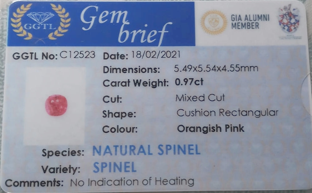 Natural Certified Spinel: Glowing Radiance 0.97cts- SP3 (24)