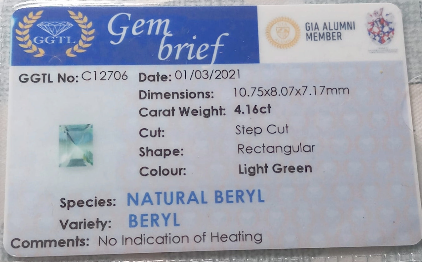 Natural Certified Beryl: Tranquil Essence  4.16cts - B1 (24)