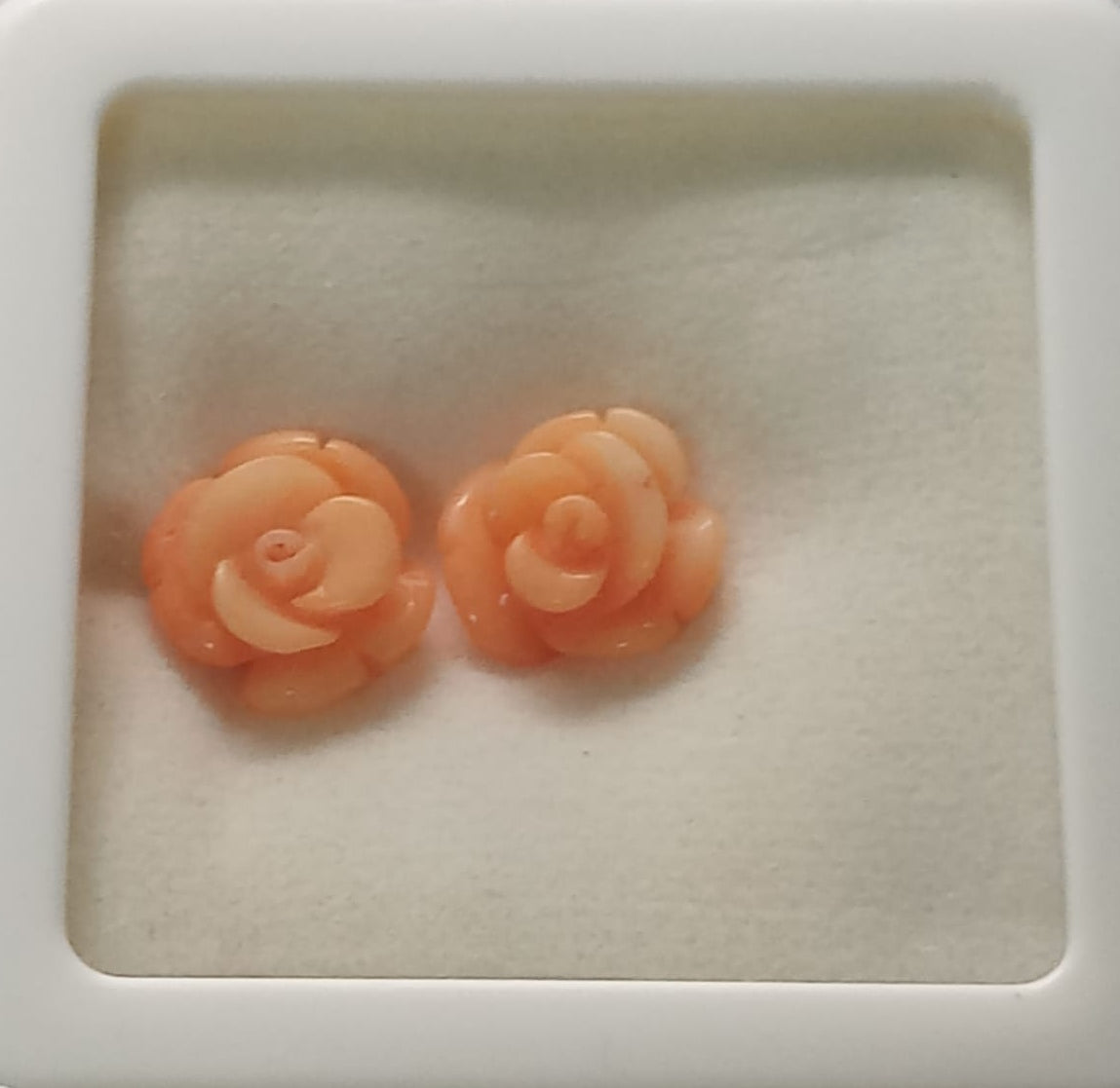 Natural Rose shaped Angle skin Coral Pair: Sunrise Blooms 13.05cts- CO9 (24)