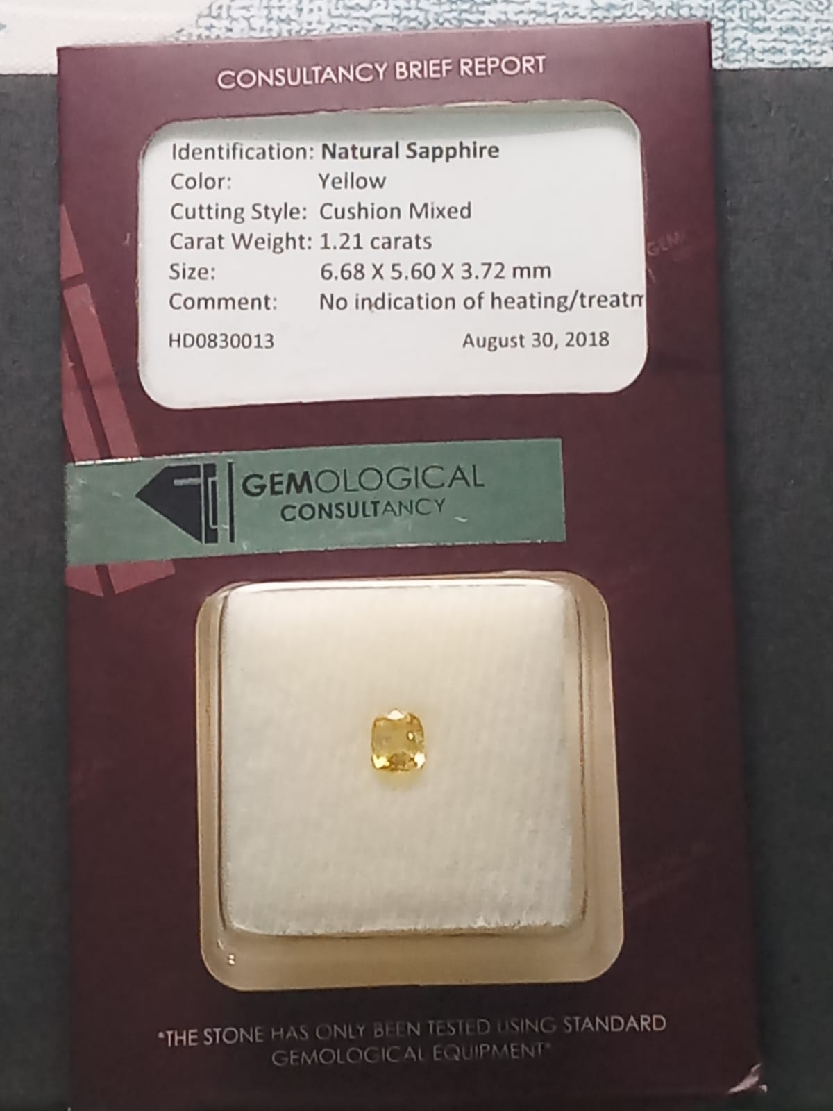 Natural Certified Sapphire: Marigold Majesty 1.21cts- SA09 (24)