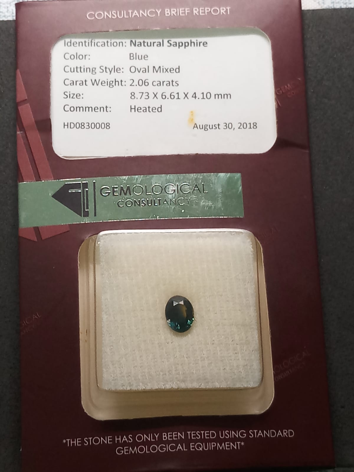 Natural Certified Sapphire: Sapphire Breeze 2.06cts- SA03 (24)