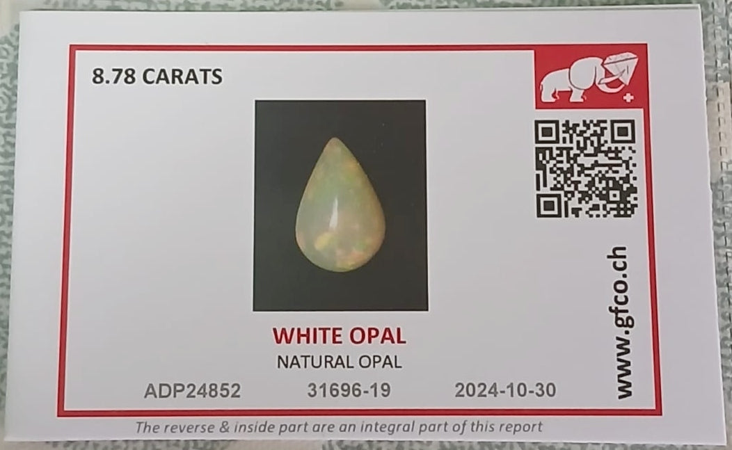 Natural Certified White Opal: Opulent Opalescence 8.78cts- WO8 (24)