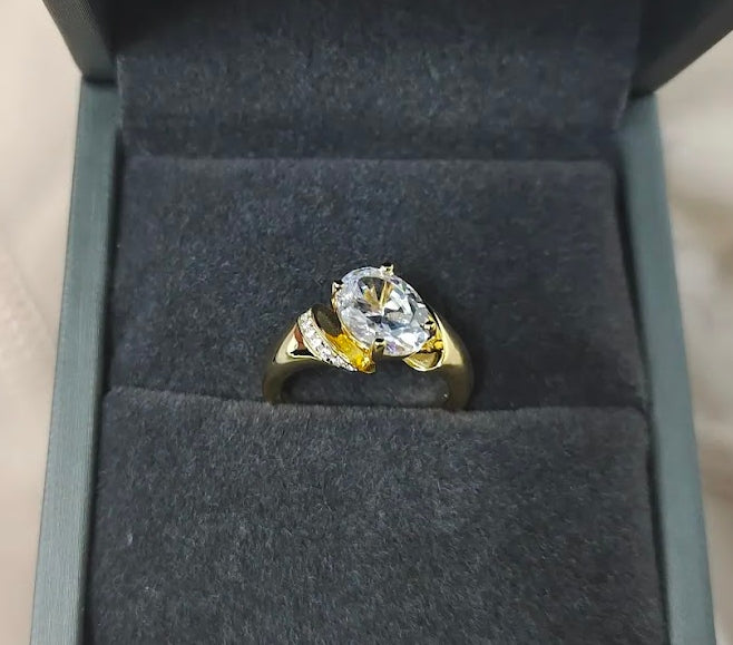 3ct Oval-Cut White Sapphire Engagement Ring