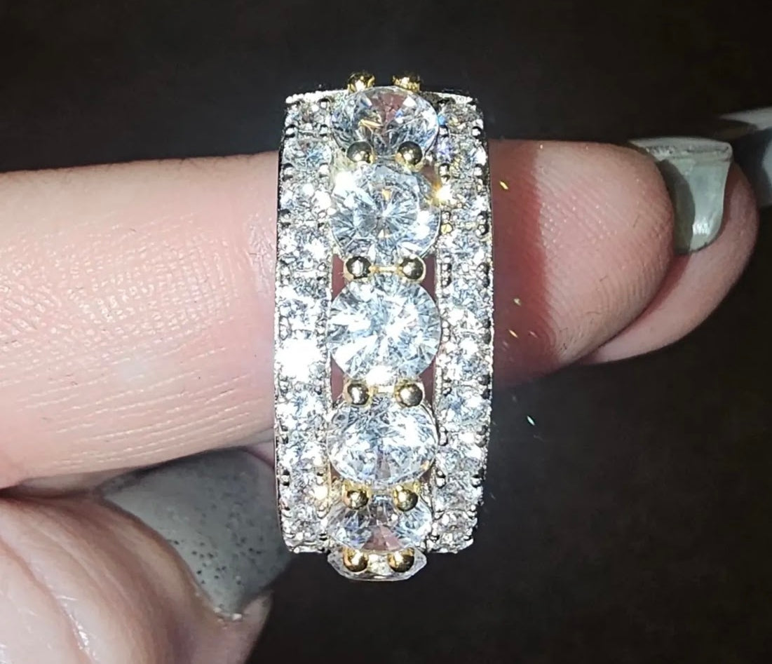 3.5ct Round White Sapphire Eternity Band in Gold Plating