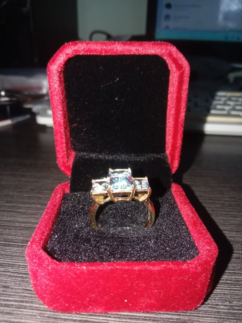 Stunning 14K Natural Aquamarine Trilogy Ring – A Timeless Triple Sparkle