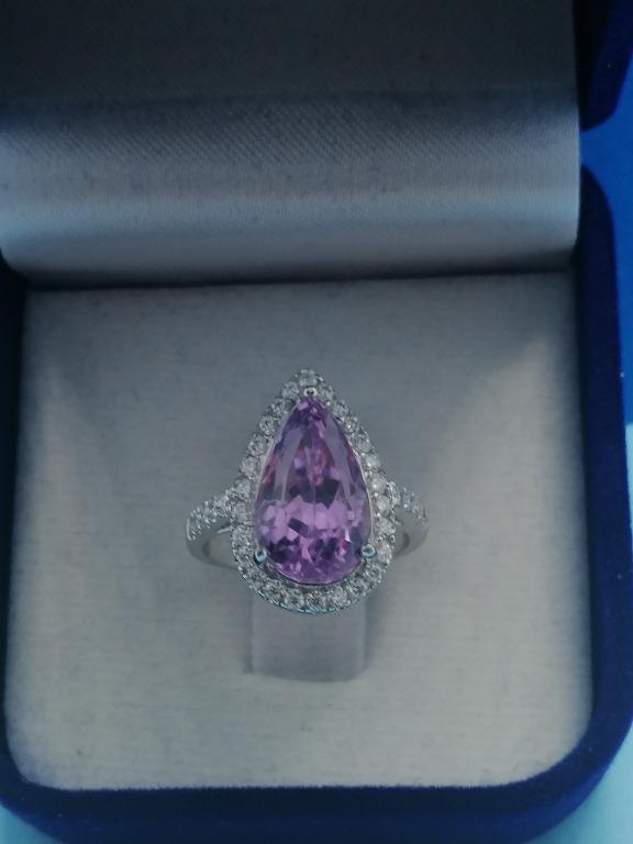 Radiant 5ct Natural Kunzite Ring – A Glowing Gem of Pure Elegance