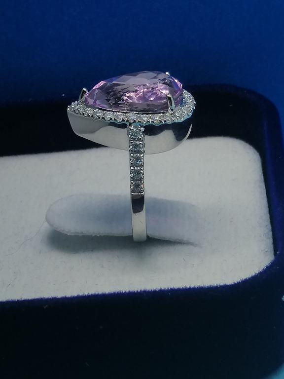 Radiant 5ct Natural Kunzite Ring – A Glowing Gem of Pure Elegance