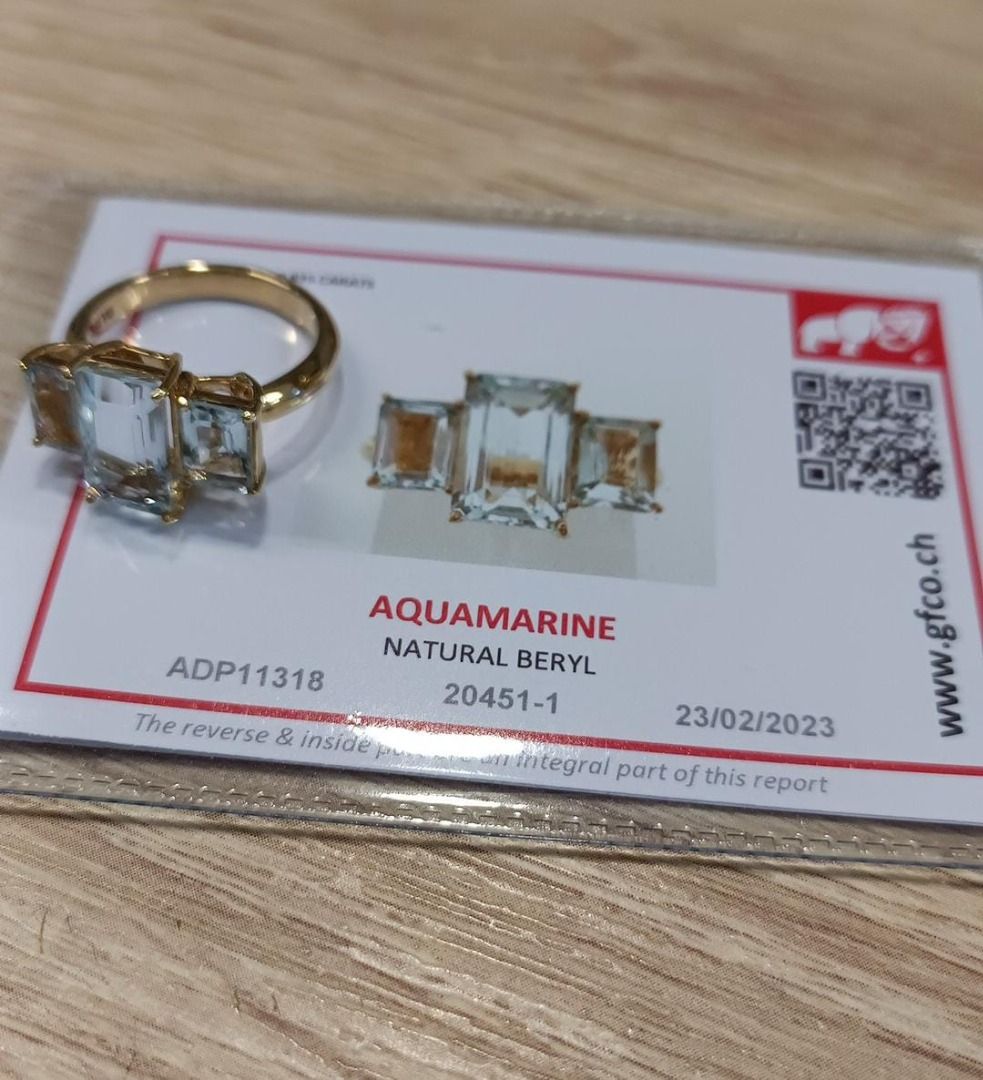 Stunning 14K Natural Aquamarine Trilogy Ring – A Timeless Triple Sparkle